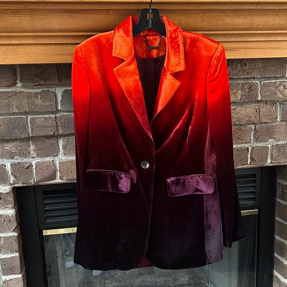 NWT Elie Tahari Ombre Velvet Orange Purple Blazer Size 6 - Picture 5 of 15